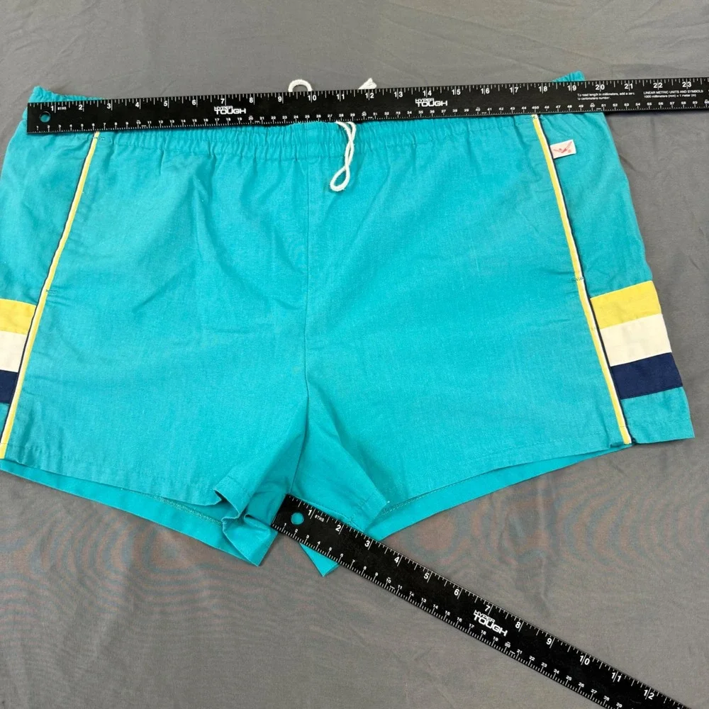 Vintage Jantzen Mens Teal Blue Striped Swim Trunks Shorts Size 40 Made in USA